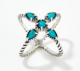 American West by CP Sterling Silver Turquoise X Style Ring Size 9